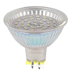 MR 16 SMD 48, Лампа светодиодная 48 SMD, 230 Лм, 120°,  De Fran , со стеклом 3000К